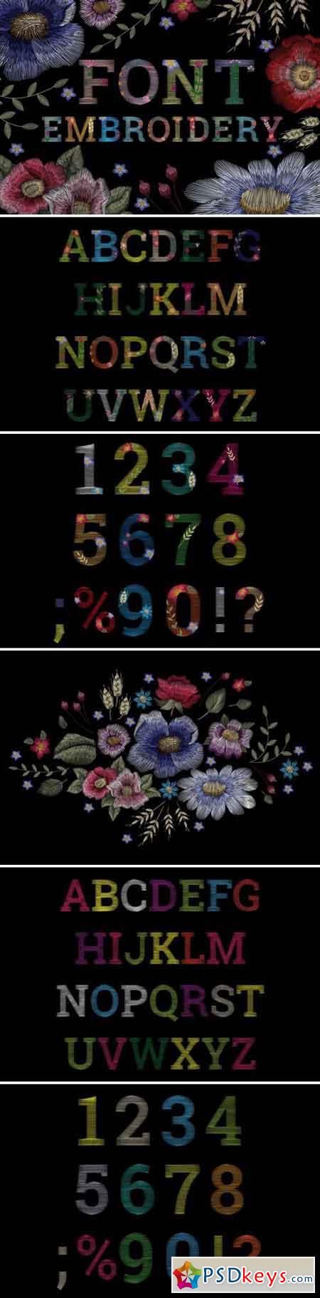 Font flower embroidery 1587910