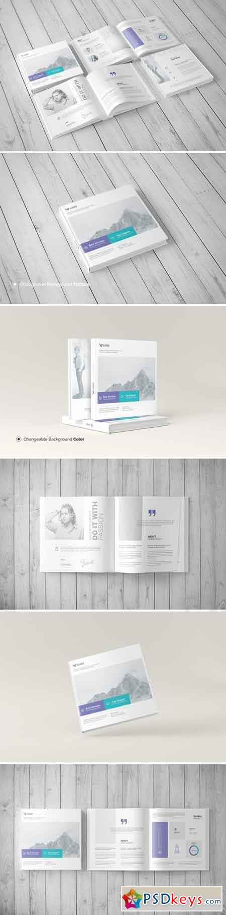 Square Book Mock-Up Hardcover 1536867