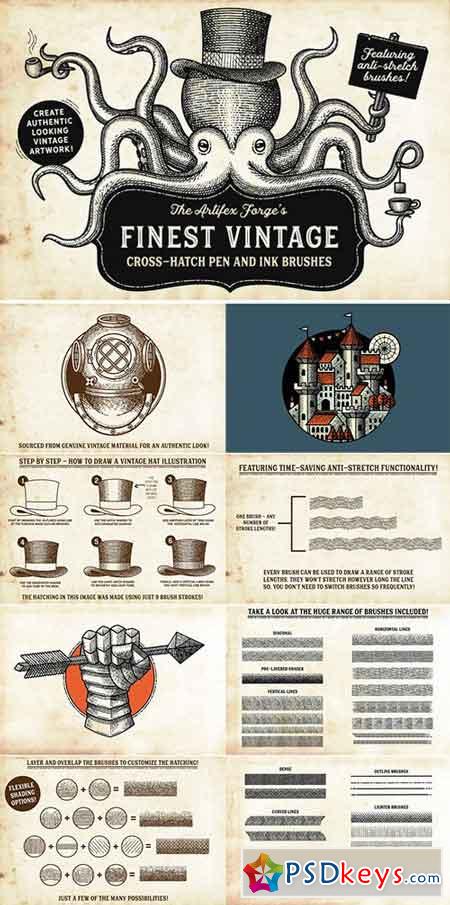 Finest Vintage - Illustrator Brushes 2344519