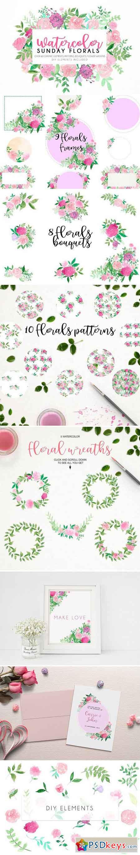 Watercolor Sunday florals 1536419