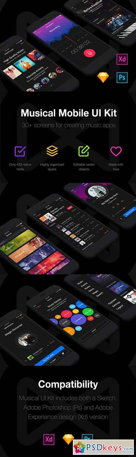 Musical Mobile UI Kit 1820243