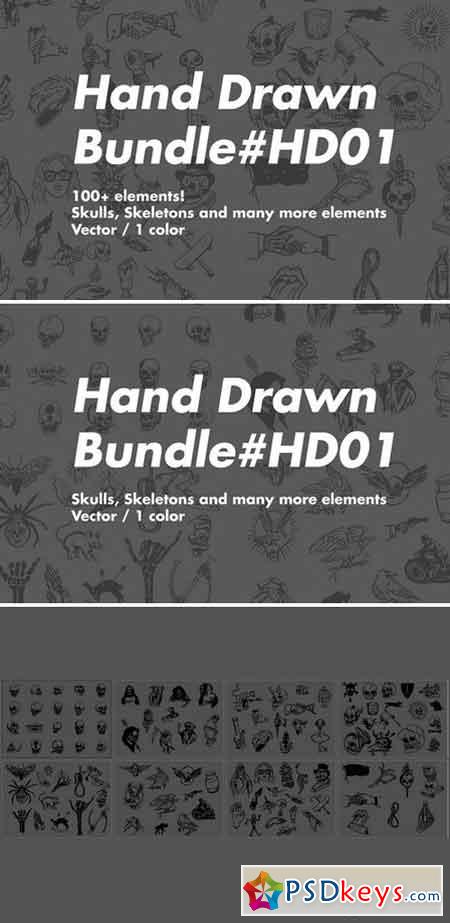 Hand Drawn SKULLS Bundle HD01 2429221