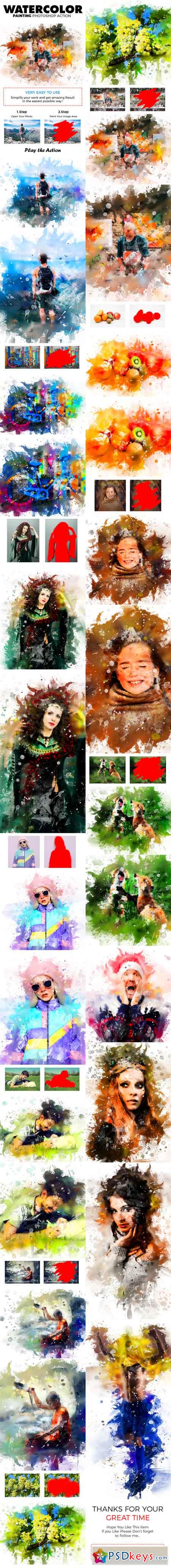 Watercolor Painting Photoshop Action 21875063