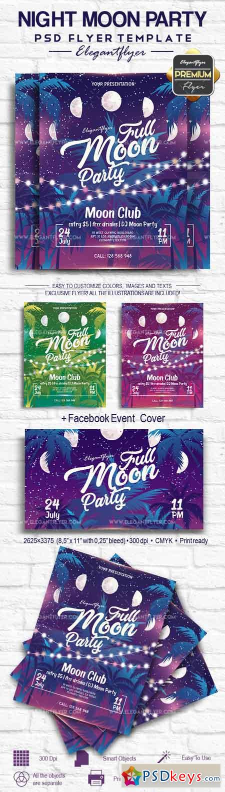 Night Moon Party  Flyer PSD Template