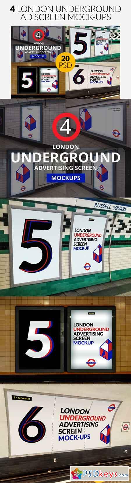 4 London Underground Mock-Ups Bundle 2532376