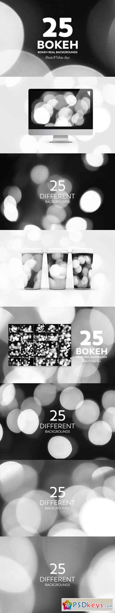 25 Bokeh Real Backgrounds Black & White Style