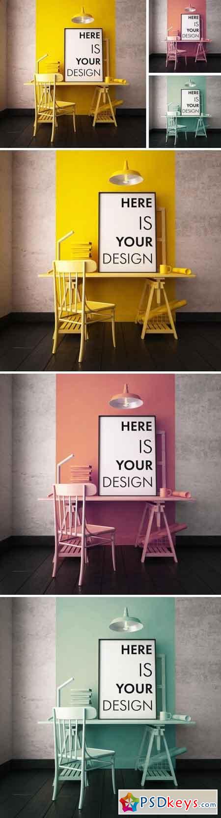 3 color interior with mockup poster 1590929