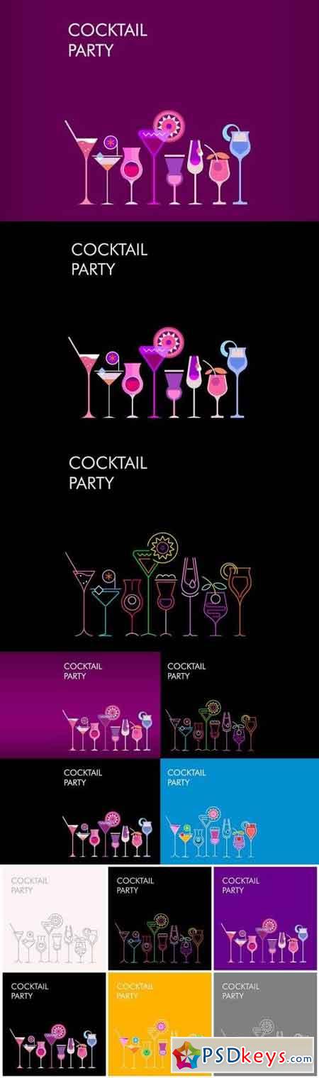 Cocktail Party vector banner designs (large set)