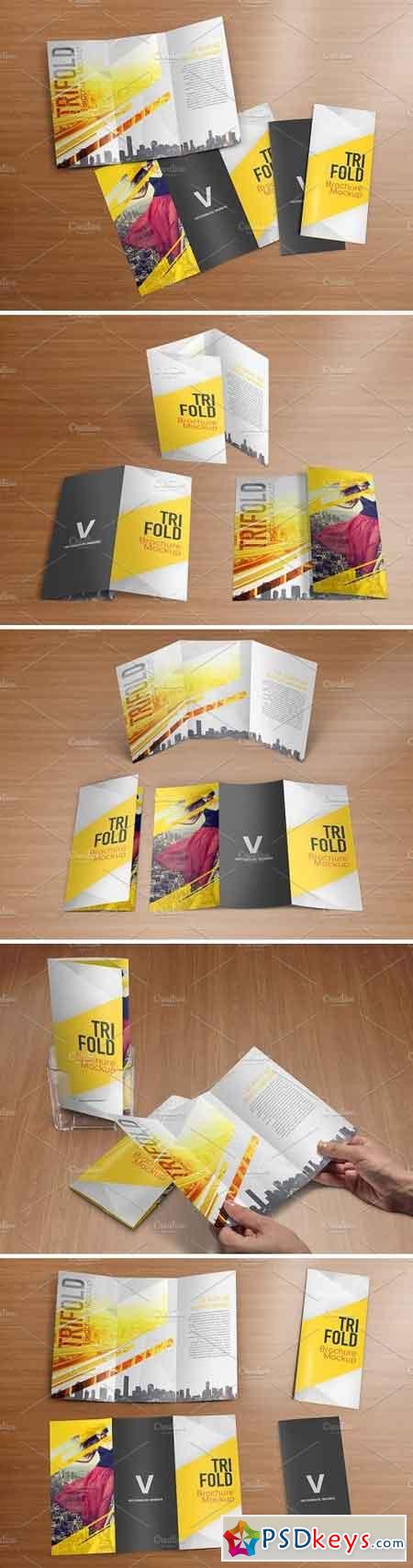 Realistic Trifold Brochure Mockups 1590629