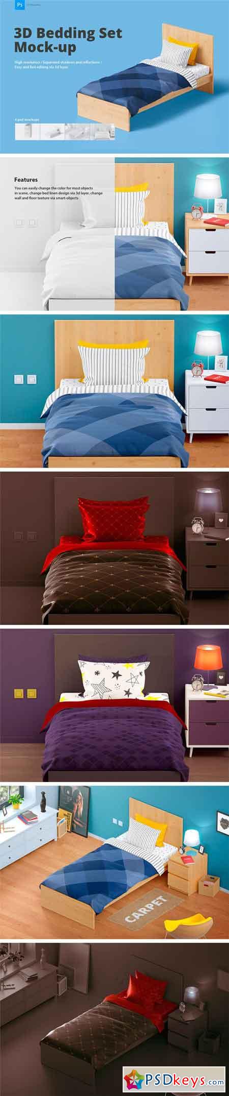 Download Bedding Set Mockup Single Bed 2387759 » Free Download Photoshop Vector Stock image Via Torrent ...