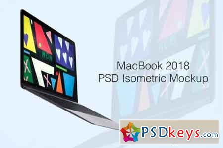 MacBook 2018 Isometric PSD Mockup