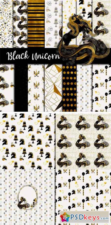 Black & Gold Unicorn Paper Pack 2394208