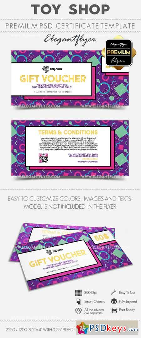 Toy Shop  Gift Certificate PSD Template