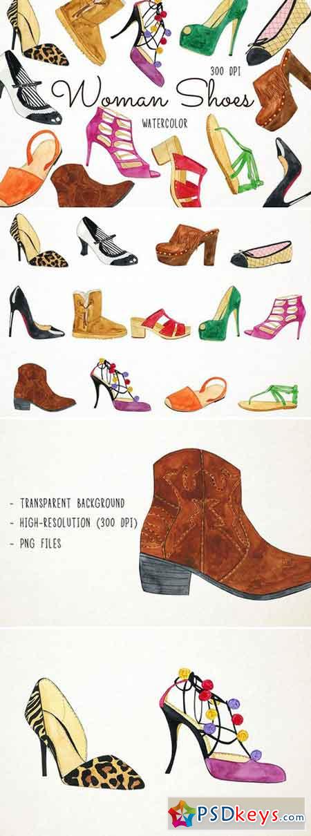 Watercolor Woman Shoes Clipart 2486511