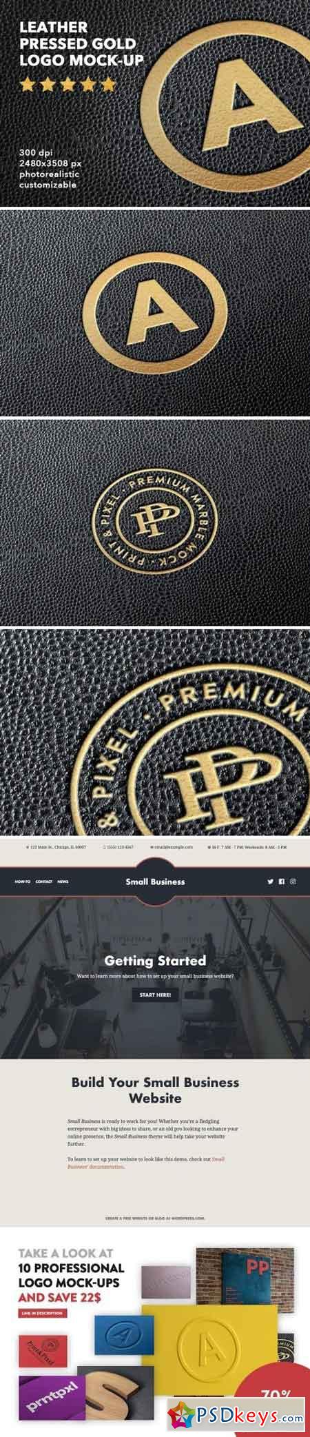 Leather pressed gold logo mock-up 2127729