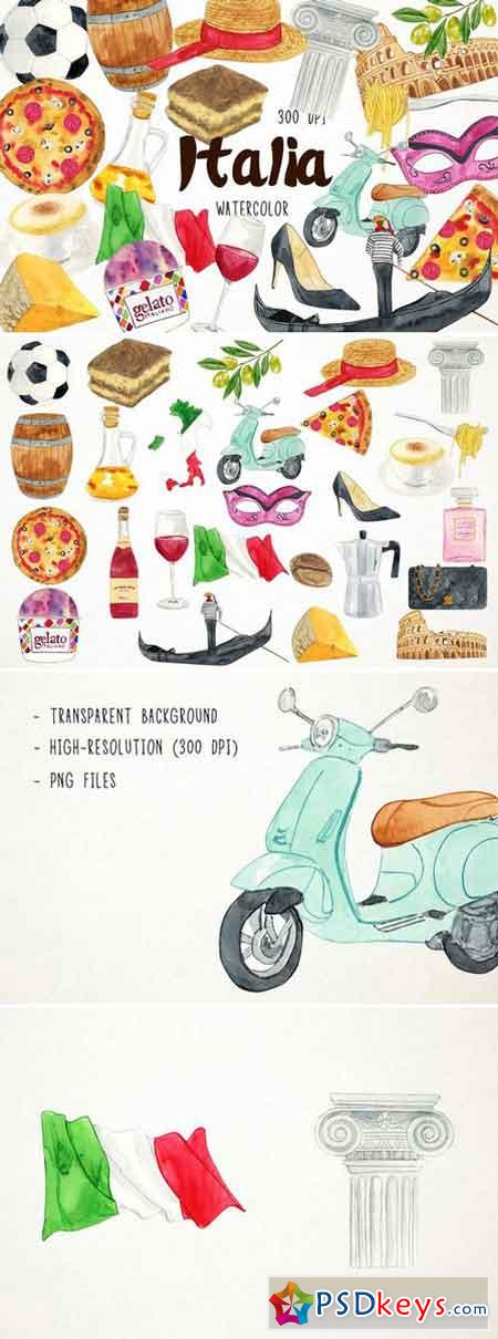 Watercolor Italy Clipart 2486450