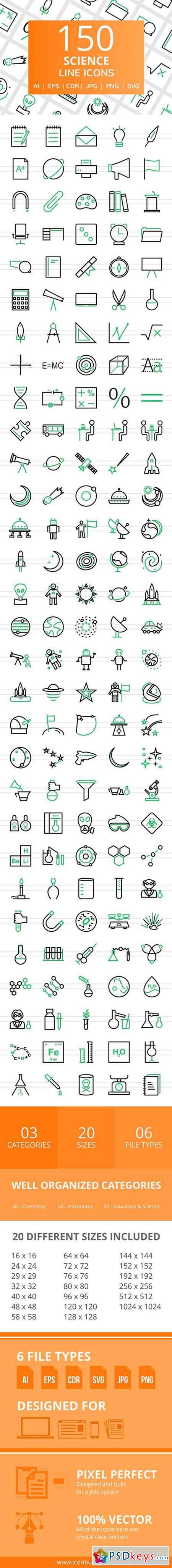 150 Science Line Icons 2456409