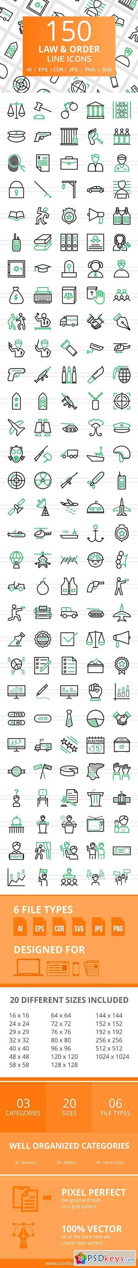 150 Law & Order Line Icons 2451727