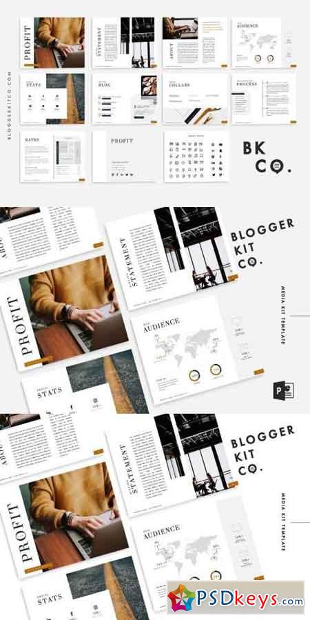 Financial Blog Media Kit 10 Pages PowerPoint