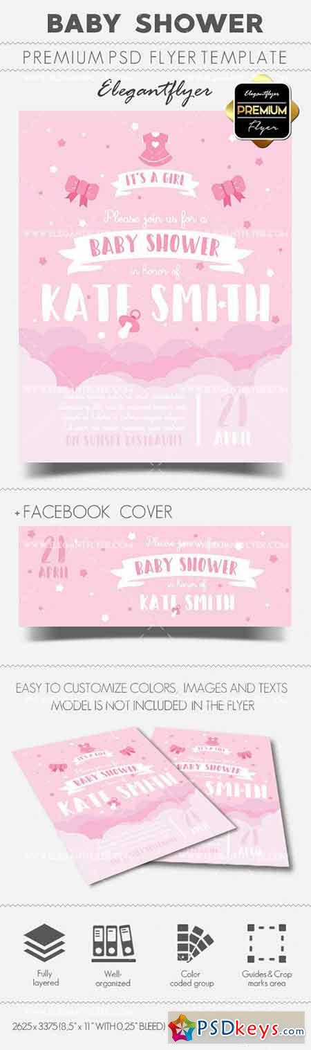 Baby Shower  Premium Flyer PSD Template + Facebook Cover