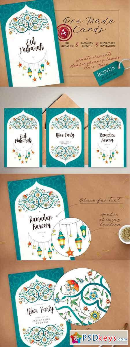 7 Set Of Ramadan Pre-Made Cards 2568584