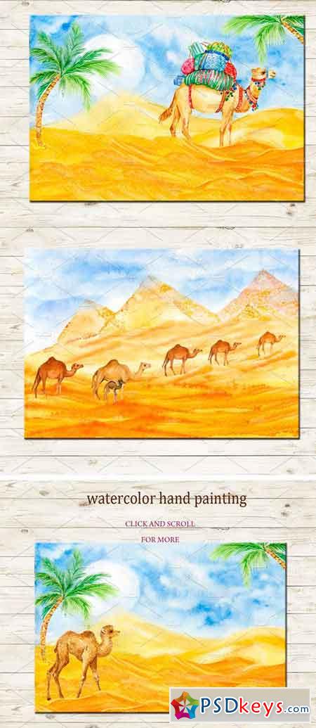 Camels Watercolor Illustrations 2396110