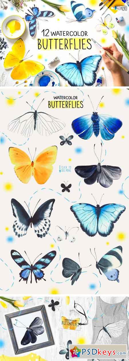 Butterflies Watercolor Clipart 2392424