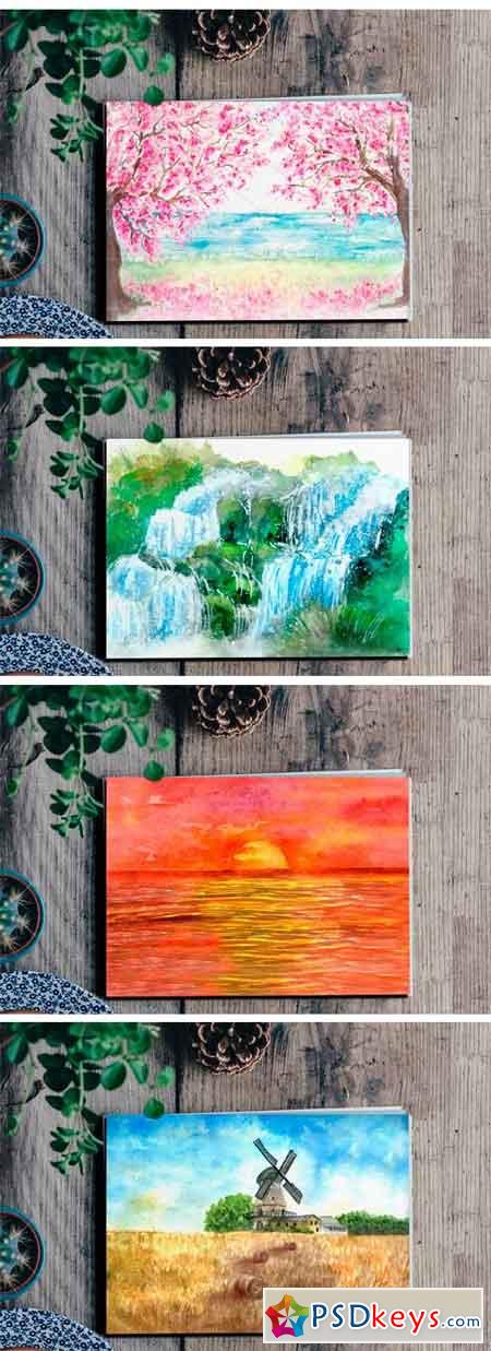 Watercolor Landscapes Bundle 2392361