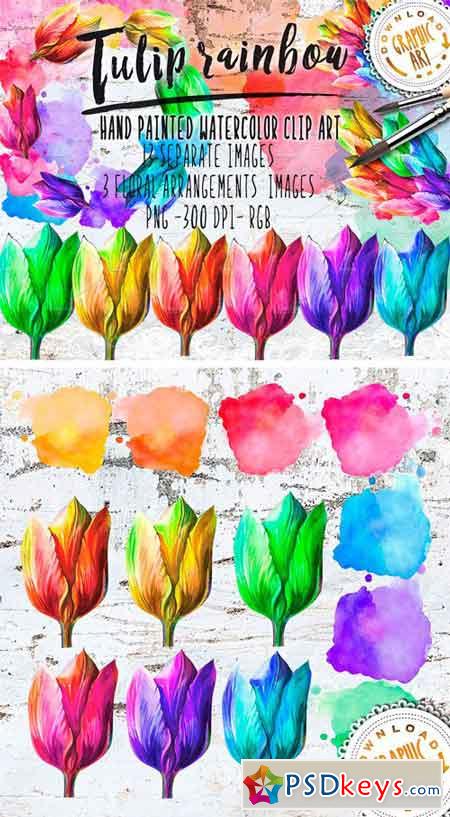 Watercolor Clipart; Tulip Wreath 2391793