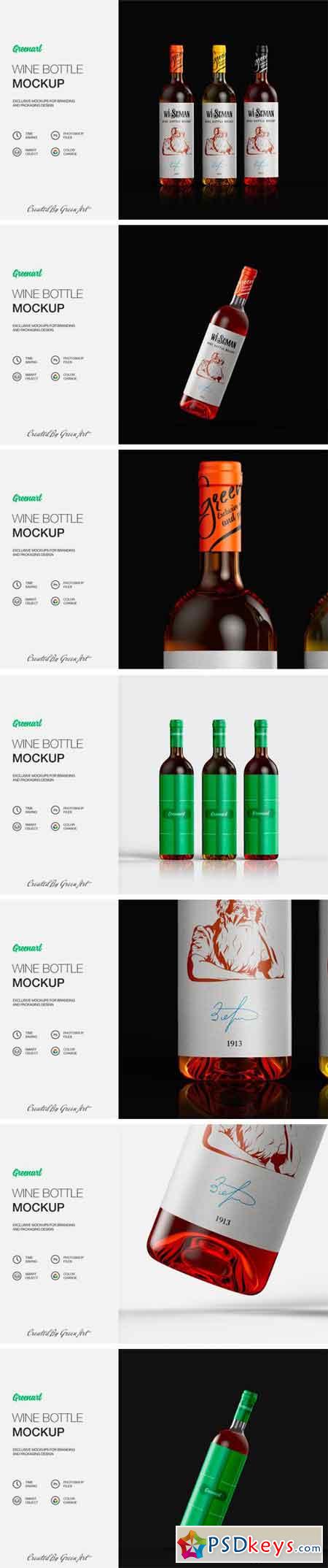 Clear Glass Bottle With Wine-Mockup 2422440