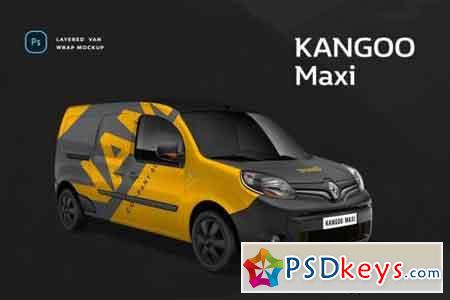 Renault Kangoo Maxi Van Wrap Mockup