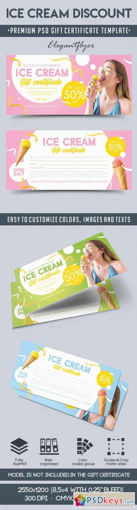 Ice Cream Discount – Premium Gift Certificate PSD Template