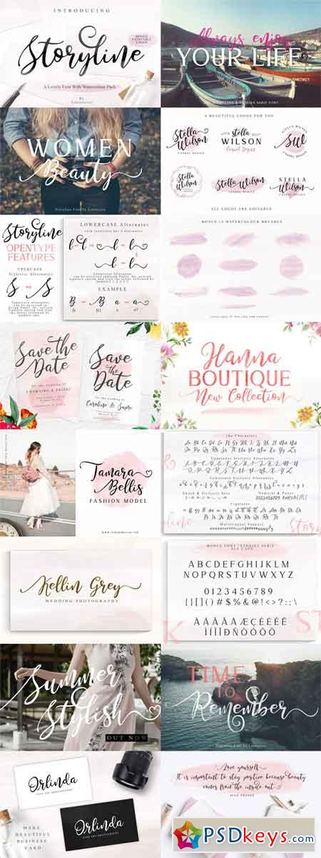 Storyline Font & Watercolour Pack 2579314