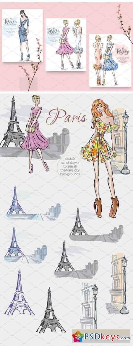 Set of 11 Fashion Girls in Paris 2414228
