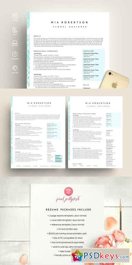 Creative resume template word blue 2578461