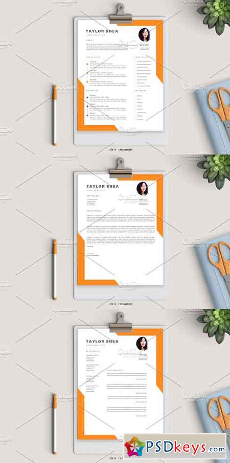 Creative 3-Page Resume in Orange 2582412