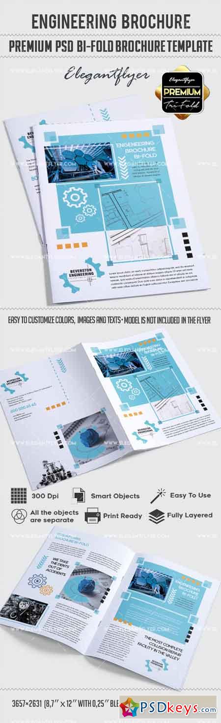 Engineering  Bi-Fold Brochure PSD Template