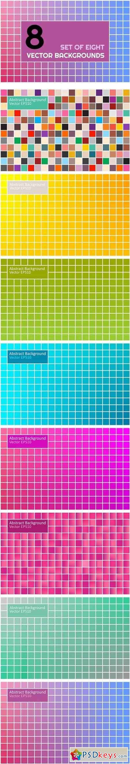 Set of 8 colorful vector backgrounds