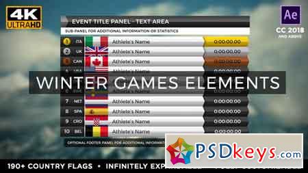 2018 Winter Games Elements - Medal Tracker & Event Results - PyeongChang After Effects Template 21352971