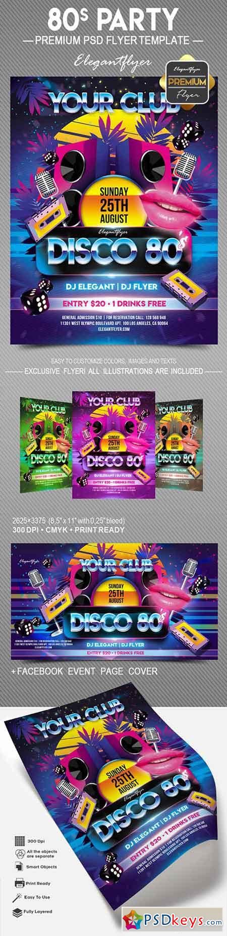 80 Party  Flyer PSD Template