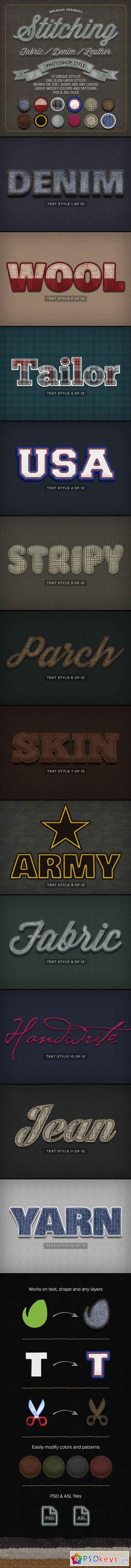 Stitching Fabric - Denim - Leather Text Effects 8230591
