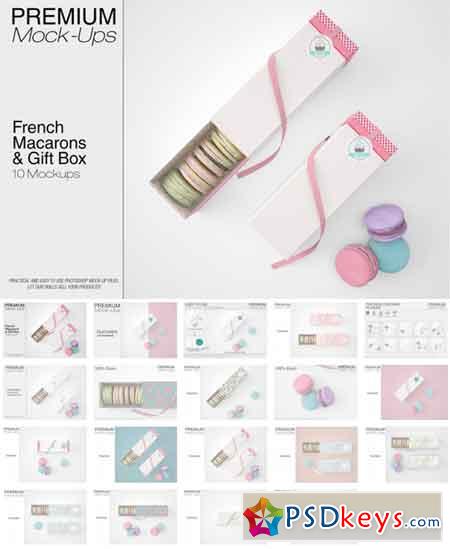 French Macarons & Gift Box Mockup Pack 3458230