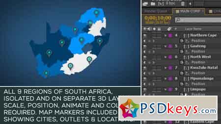 South Africa Map Kit After Effects Template 18328692