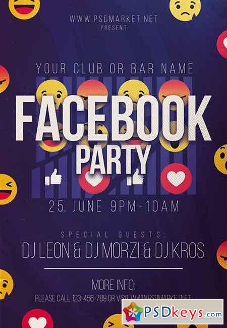 Facebook Party Night Flyer  PSD Template