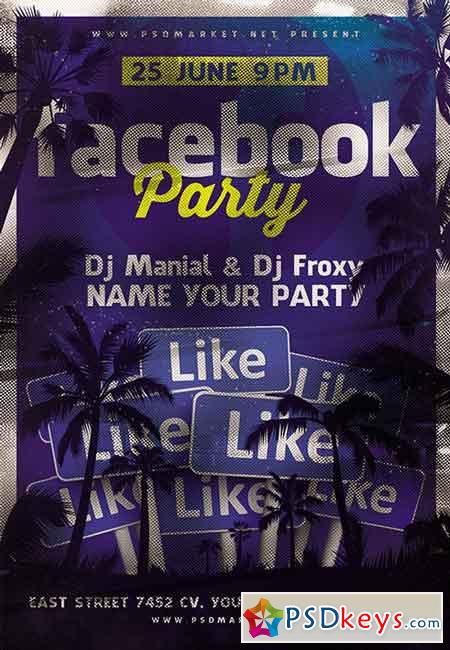 Facebook Party Flyer  PSD Template