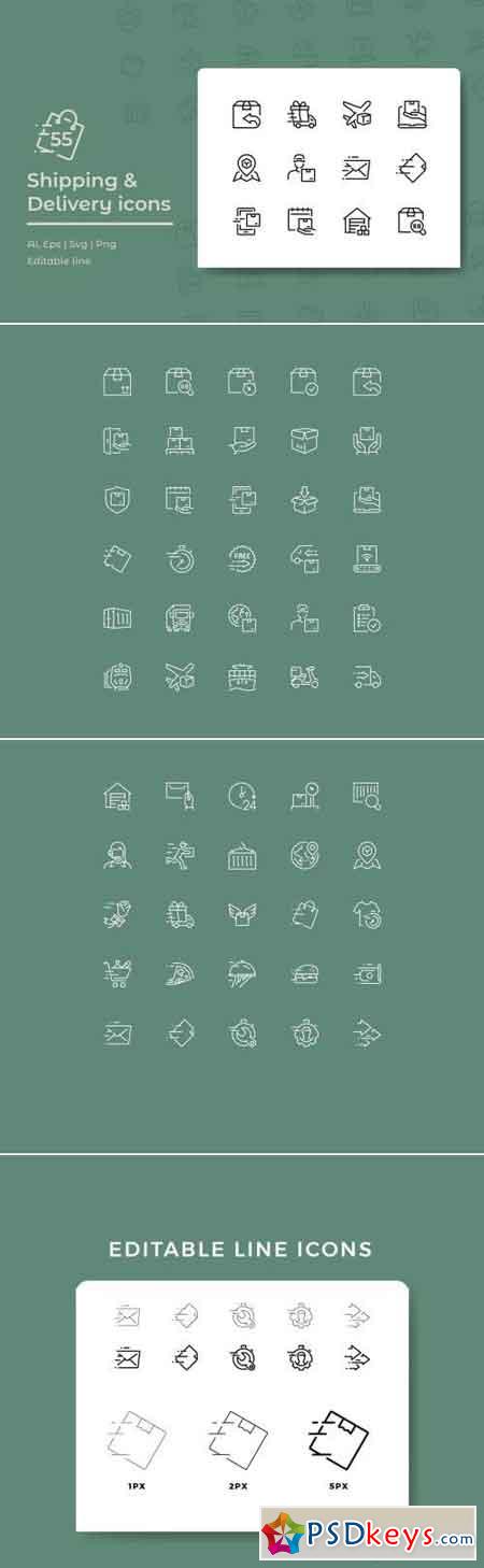 55 Shipping and Delivery Icons