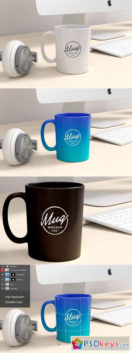 Coffee Mug Mockup on Workspace 2577975