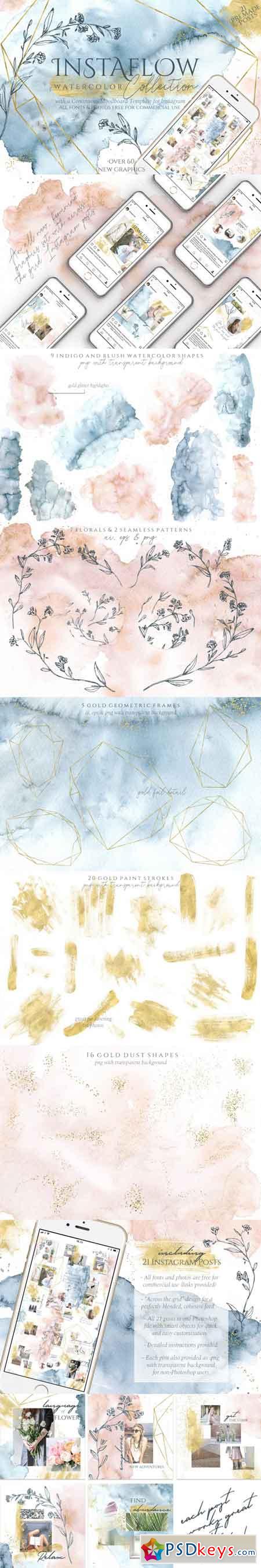 Instaflow Watercolors & Across the Grid Template 3462410