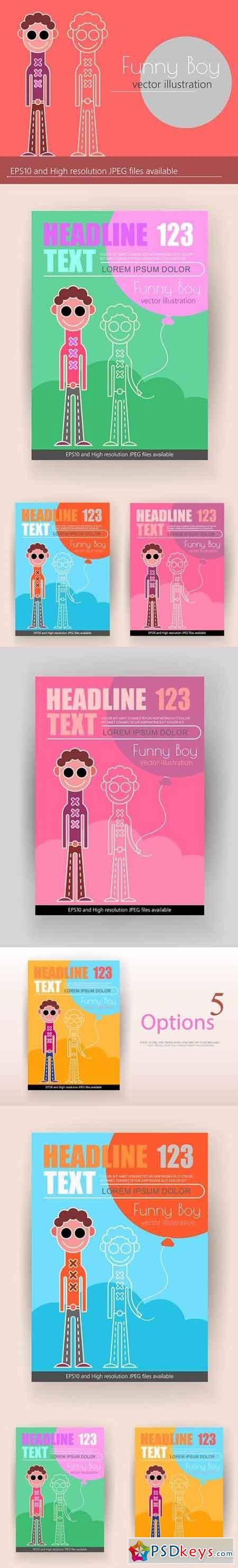 5 options of Funny Boy vector poster design