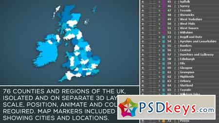 United Kingdom Map Kit After Effects Template 16064846